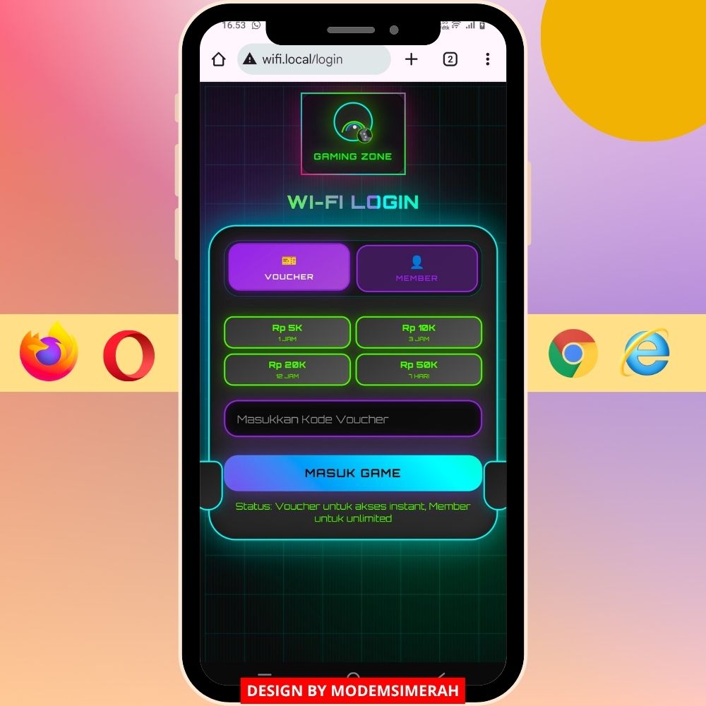 Login page MikroTik modern dan ringan dengan nuansa e-sport