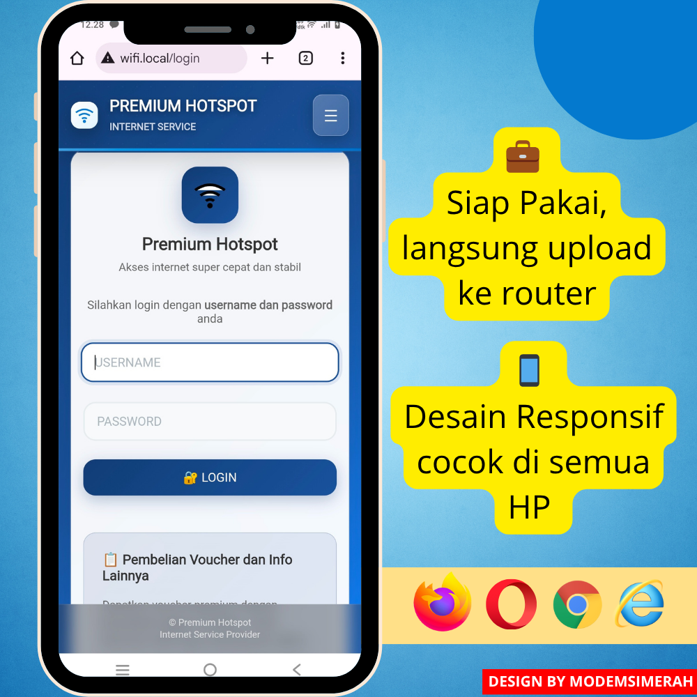 Desain elegan login hotspot Mikrotik responsif dan gratis