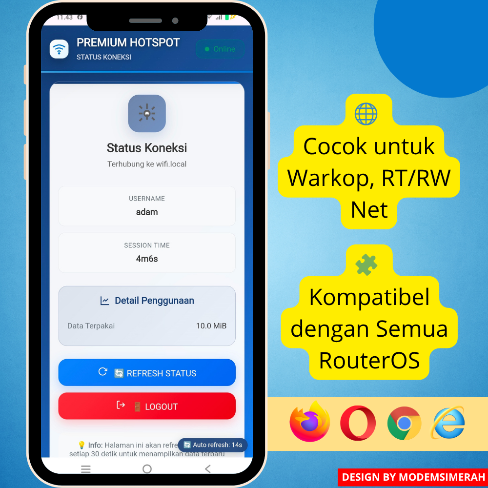 Tampilan login page Mikrotik premium gratis untuk hotspot voucher
