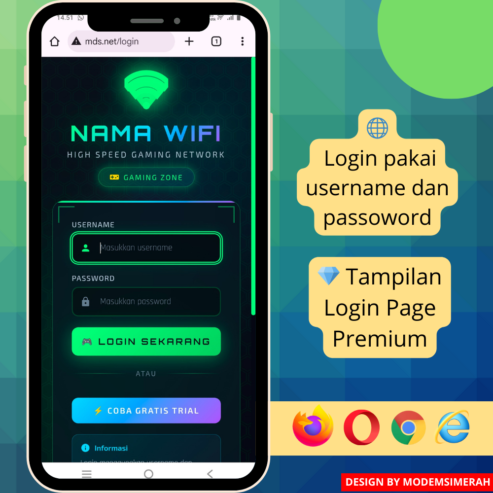 Member Desain background login page hotspot Mikrotik gaming