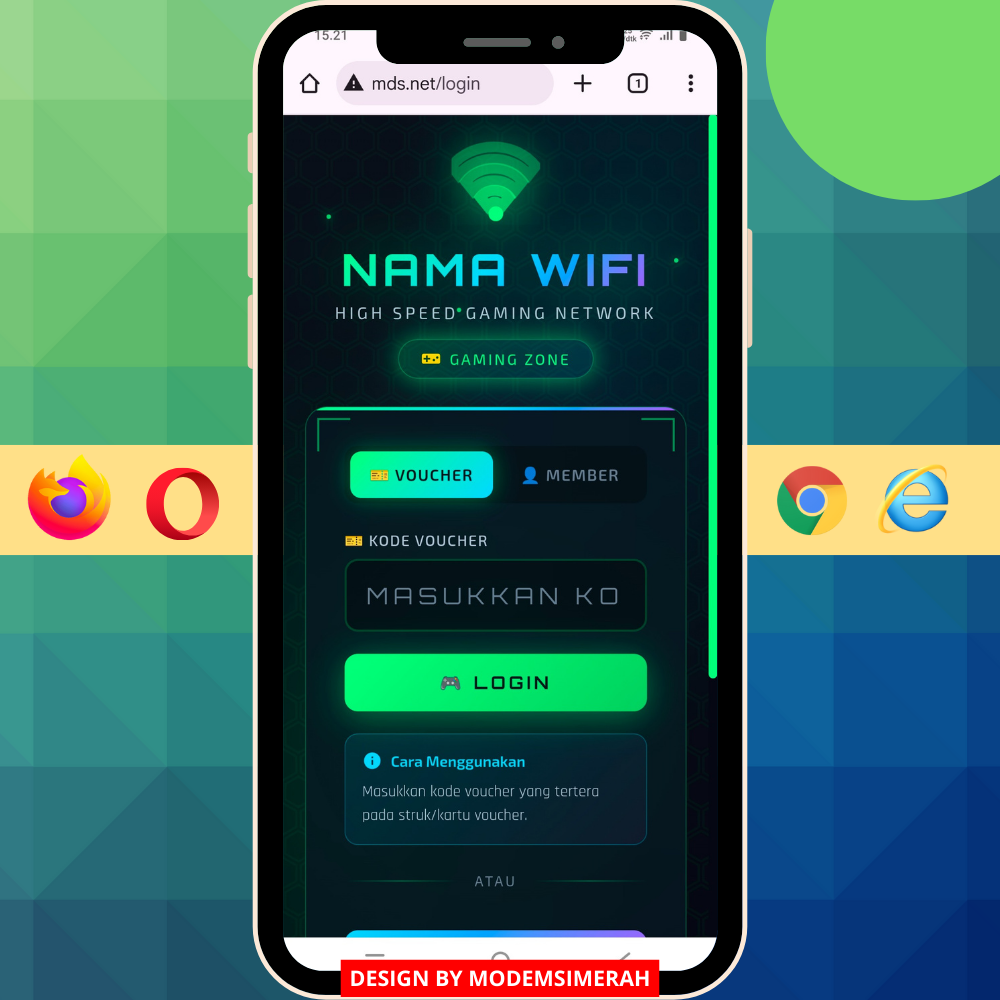 Tab Template login page WiFi gaming modern anti jadul