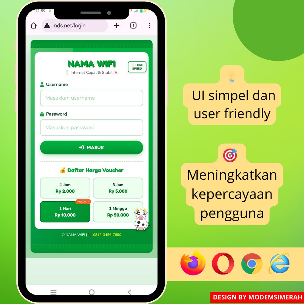 Template login WiFi voucher untuk RT RW Net