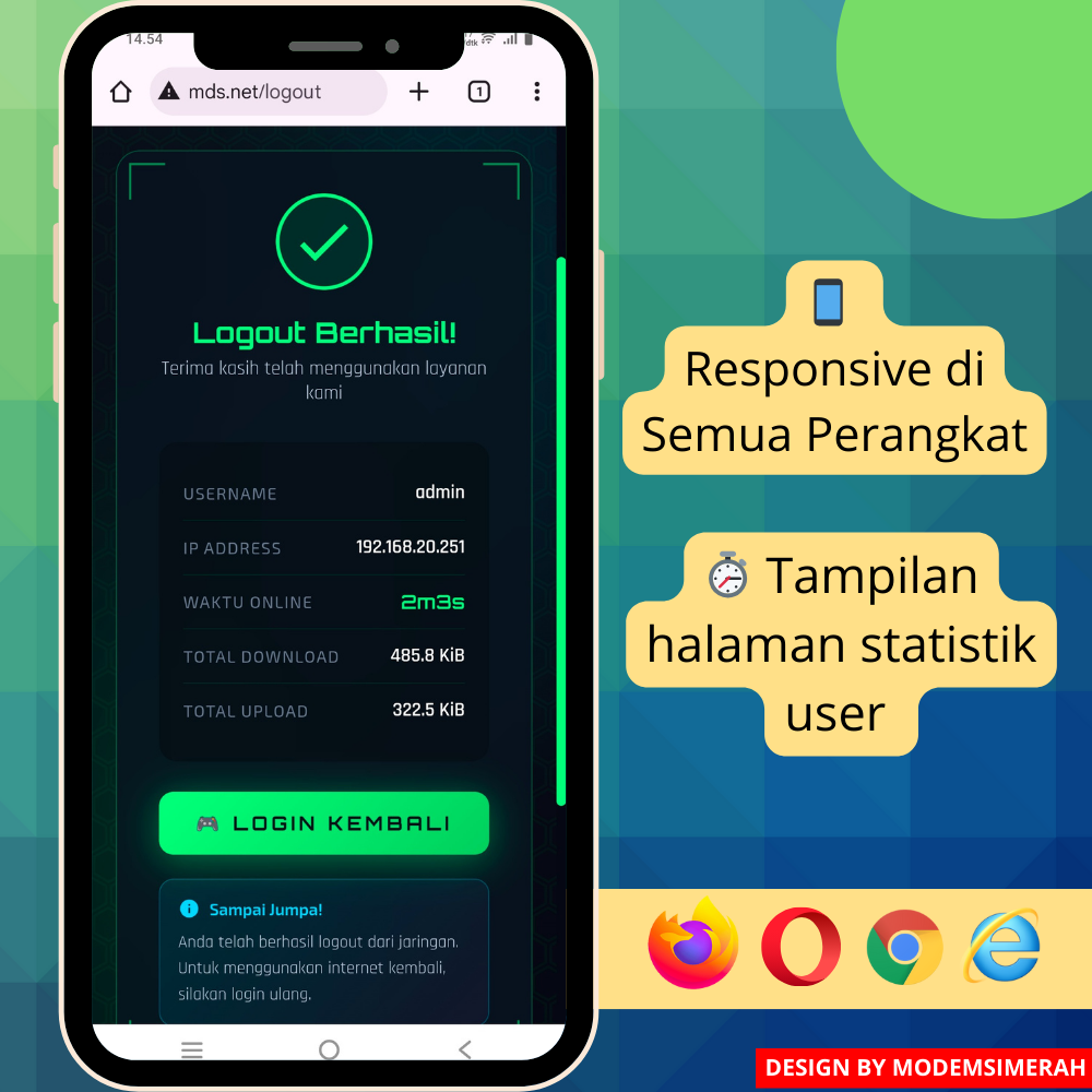 Template login page WiFi profesional dengan background neon