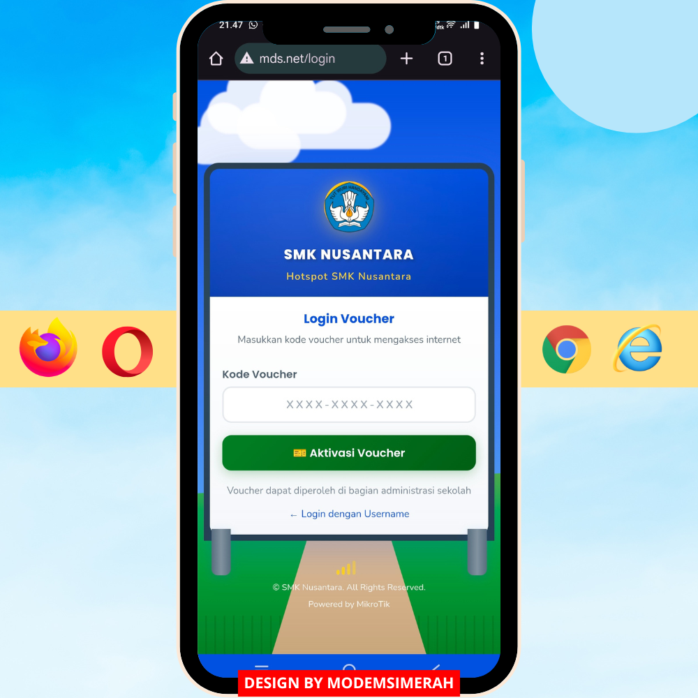 Voucher Login Page MikroTik Tema Sekolah Desain Sederhana