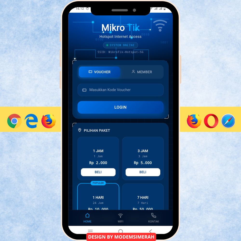Tab - Template login page MikroTik usaha dengan desain profesional